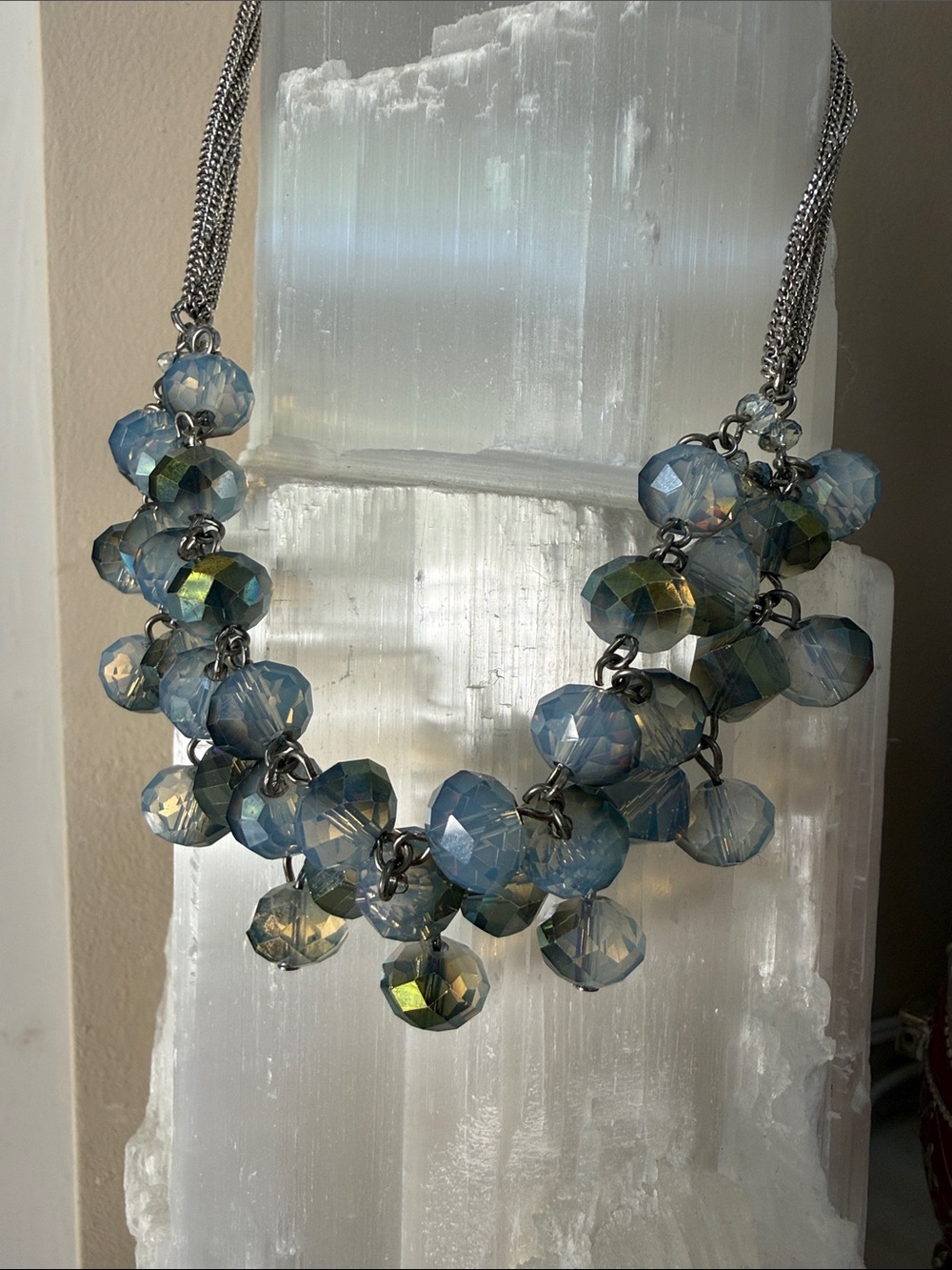 Kenneth Cole Iridescent Blue Cluster Bead Necklace